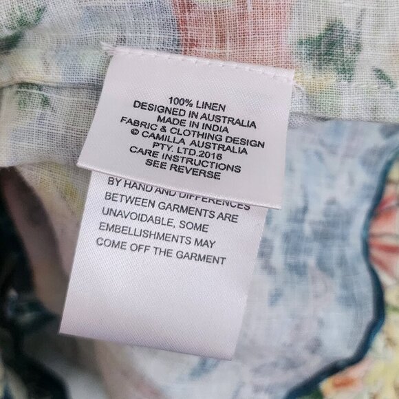 Camilla Sundowners Short Linen Dress With Tie Front Size XS NWT b162 - Picture 14 of 14